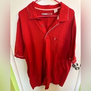 Red Polo Shirt with White Piping